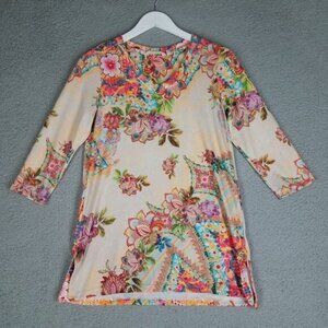Soft Surroundings Sweater Tunic Women's XS Floral Garden Colorful Pullover